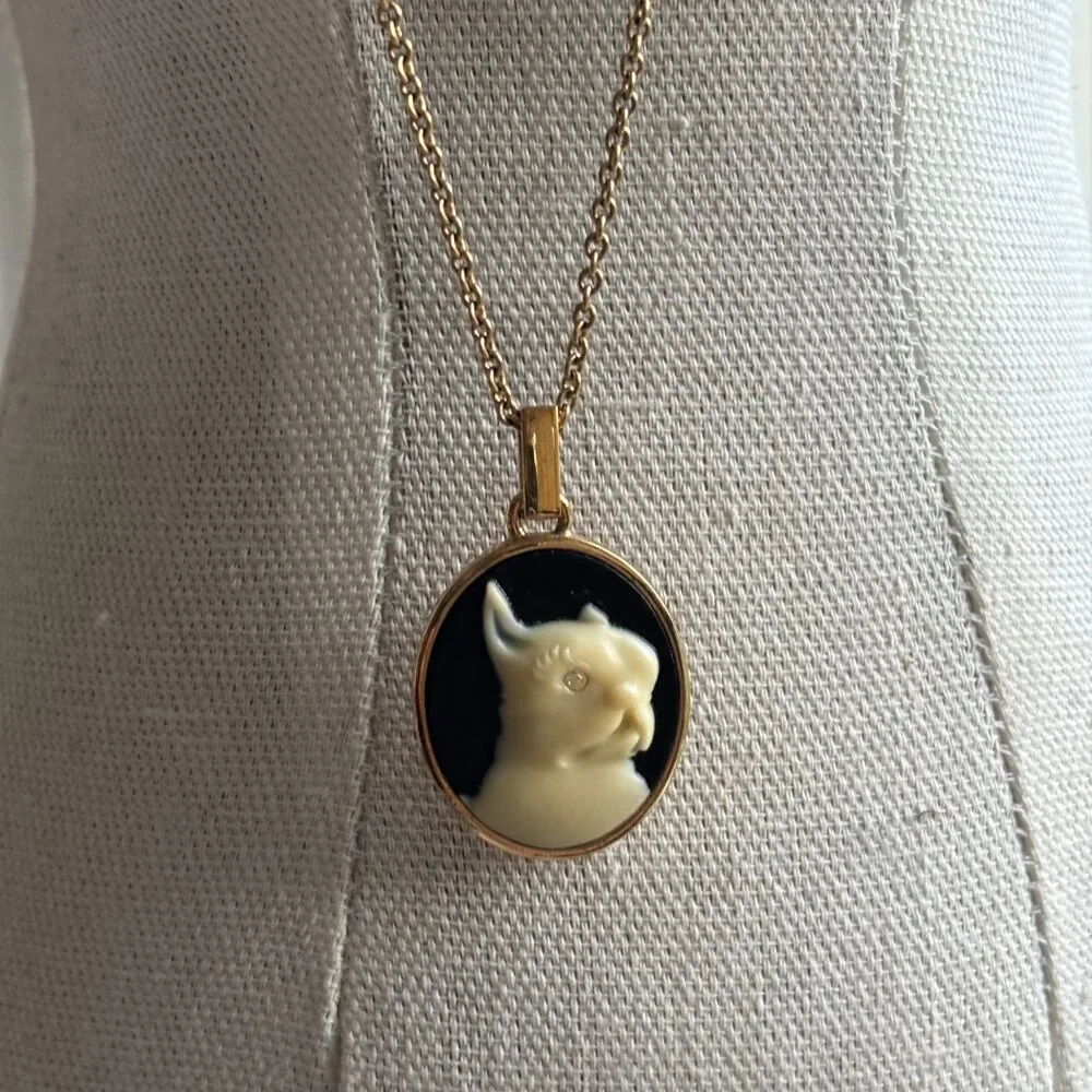 Marc by Marc Jacobs French Bulldog Cameo-style pendant necklace - Picture 2 of 5